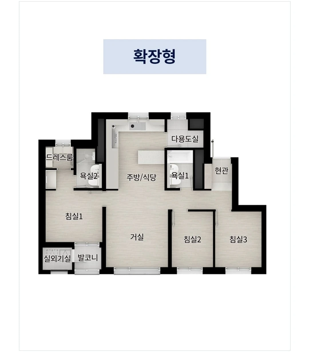 검단 더샵레이크파크 59㎡A 타입 평면도